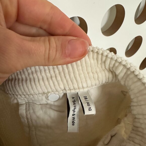 Cream Corduroy Wide Leg Pants (ABRAND - A '94 HIGH & WIDE REAL LOVE CORD IN REAL - Picture 5 of 5